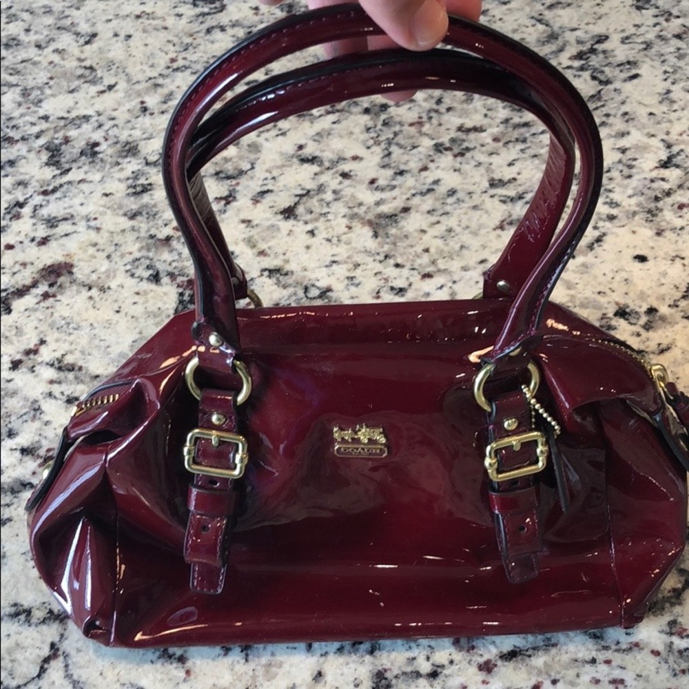 Coach handbag red patent mint
